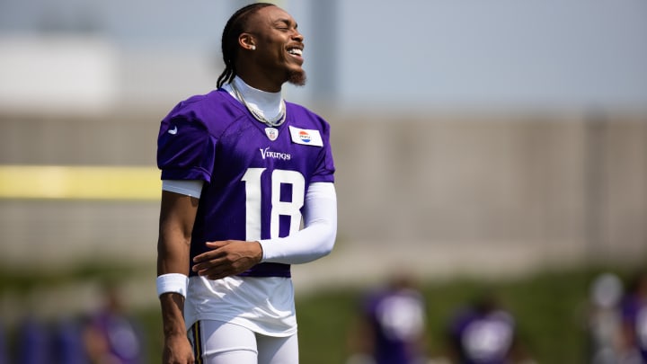 Justin Jefferson (18) at Vikings training camp