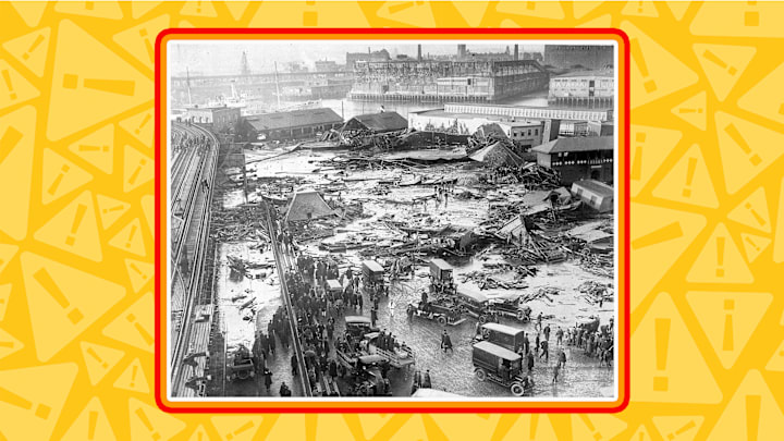 Wreckage from the Great Molasses Flood.