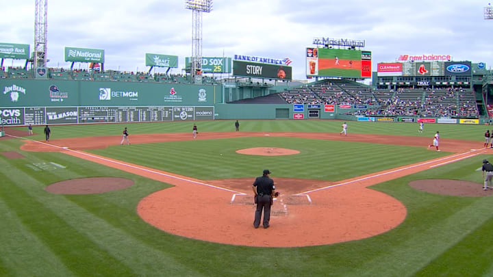 Umpire Doug Eddings works a game at Fenway Park. Umpire Doug Eddings works a game at Fenway Park.