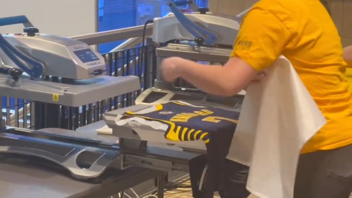 Pacers fans get the NBA Finals logo patch added to their jerseys.