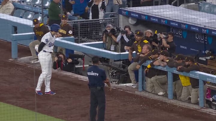 Shohei Ohtani talks with the Padres.