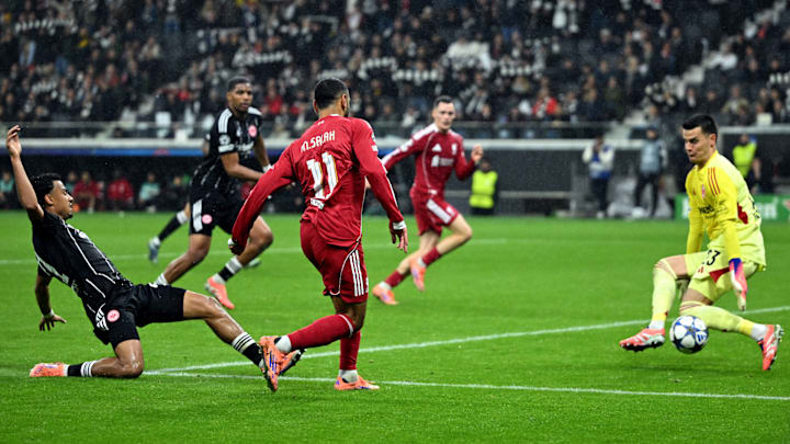 Mohamed Salah (centre) had the chance to square for Florian Wirtz in Liverpool’s previous two matches.