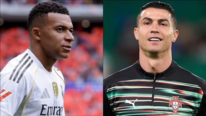 Kylian Mbappé’s goal exploits have earned comparisons to Cristiano Ronaldo (right).