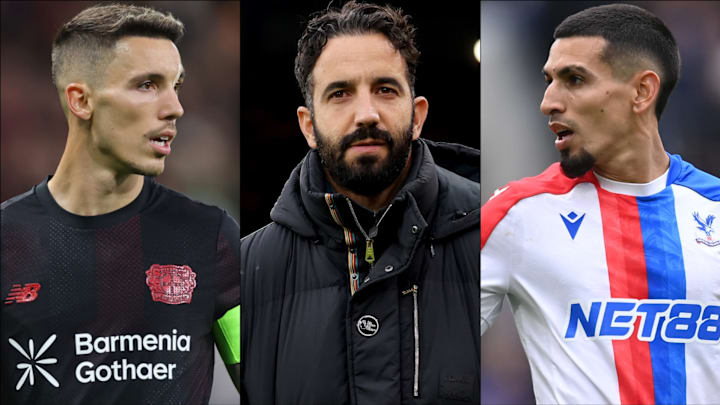 Ruben Amorim (centre) is desperate for new signings.