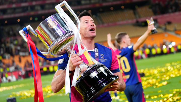Robert Lewandowski was part of Barcelona’s Copa del Rey winning team last year.