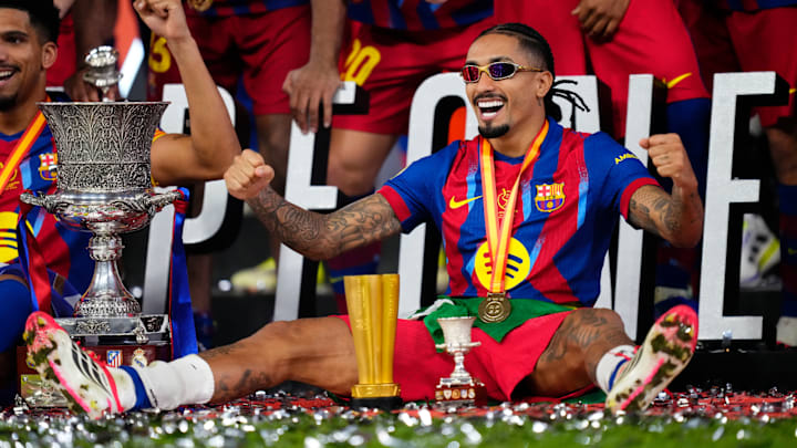 Raphinha scored twice in the Spanish Super Cup final against Real Madrid.