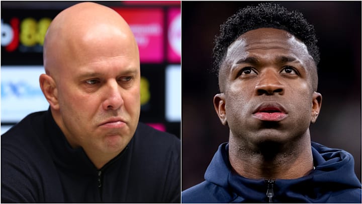 Arne Slot (left) and Vinicius Junior headline today’s gossip.