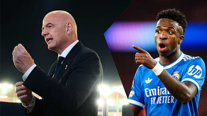 Gianni Infantino (left) spoke out in defense of Vinicius Junior. 