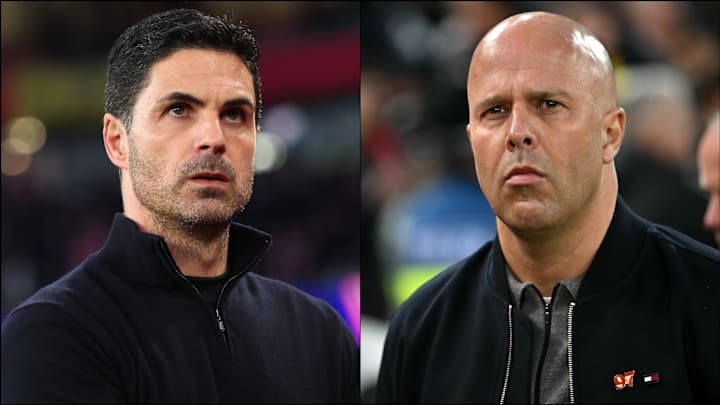 Mikel Arteta (left) and Arne Slot could be going head-to-head for the same Premier League star.