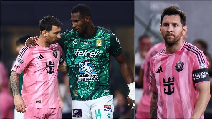 Jhohan Romana, center, was one of many opposition players who offered their condolences to Lionel Messi on Wednesday. Jhohan Romana, center, was one of many opposition players who offered their condolences to Lionel Messi on Wednesday.