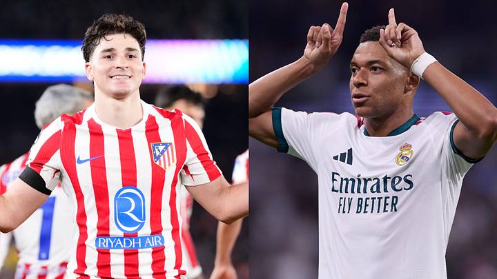 Julián Alvarez (left) and Kylian Mbappé have traded blows in recent Madrid derbies.