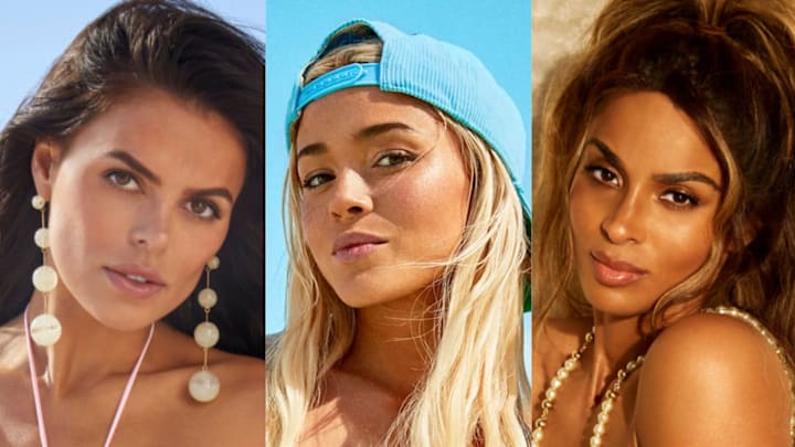 Brooks Nader was photographed by James Macari in the Dominican Republic. Olivia Dunne was photographed by Ben Watts in Bermuda. Ciara was photographed by Ben Watts in Barbados.