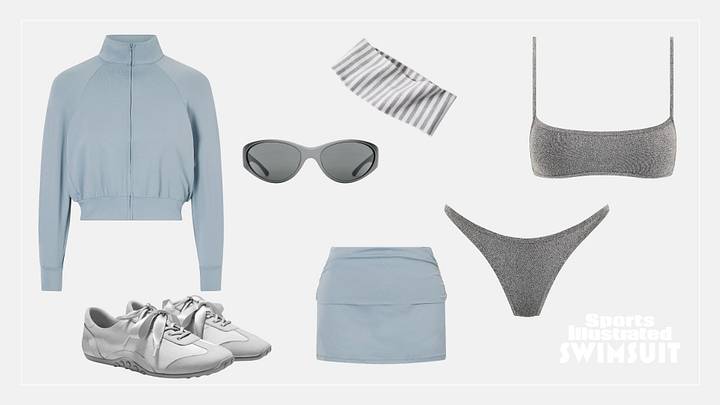 Ice blue and silver tennis outfit