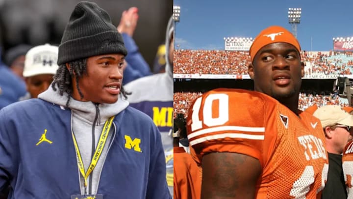 Michigan five-star quarterback commit Bryce Underwood has drawn comparisons to Texas legend Vince Young from national scouts. Michigan five-star quarterback commit Bryce Underwood has drawn comparisons to Texas legend Vince Young from national scouts.
