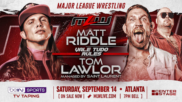 Matt Riddle (left) and Tom Lawlor (right) battle at MLW Fightland in a Vale Tudo, No Holds Barred Match.