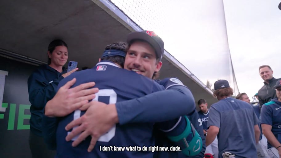 Cole Young finds out he’s heading to the majors. | @Mariners / X