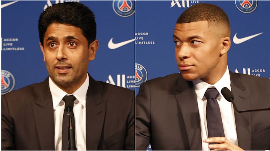 Nasser Al-Khelaifi (left) brought Kylian Mbappé to Paris Saint-Germain in 2017. | IMAGO/HMB-Media