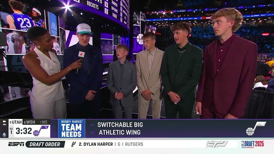 Kon Knueppel and his brothers raised some eyebrows at the NBA draft.  | ESPN / @CJZer