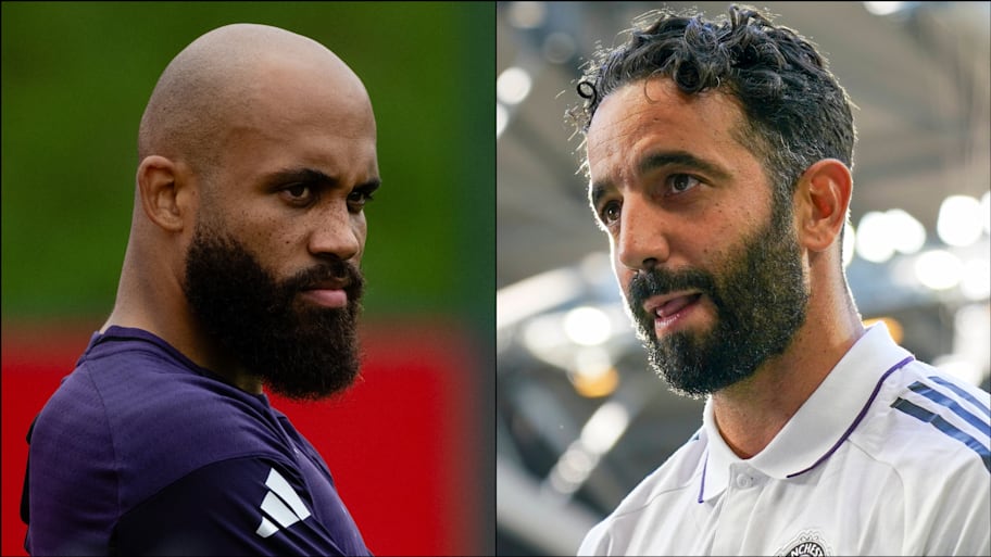 Bryan Mbeumo (left) is yet to play for Ruben Amorim. | Ash Donelon/Manchester United via Getty Images | IMAGO/Every Second Media