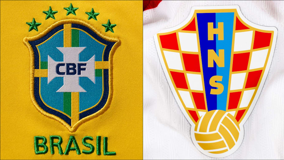 Brazil and Croatia national team players in action during a football match