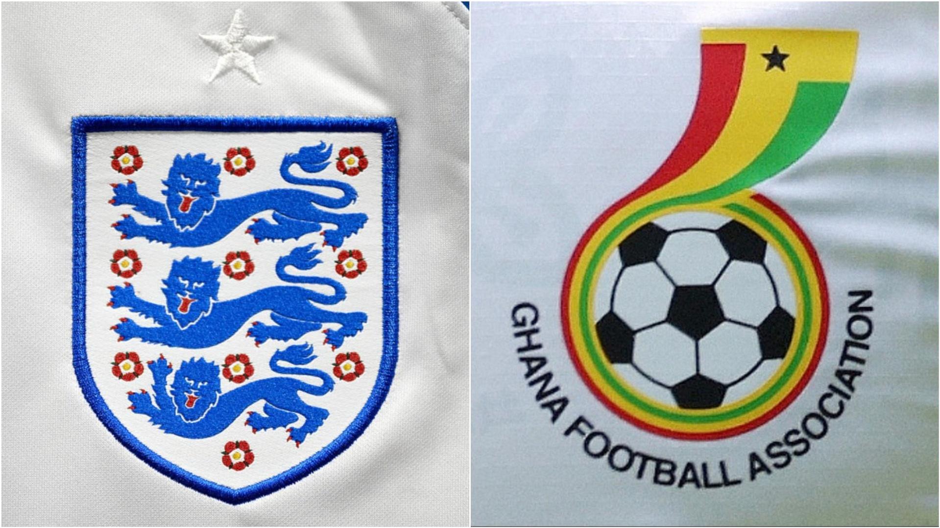 The badges of England and Ghana.