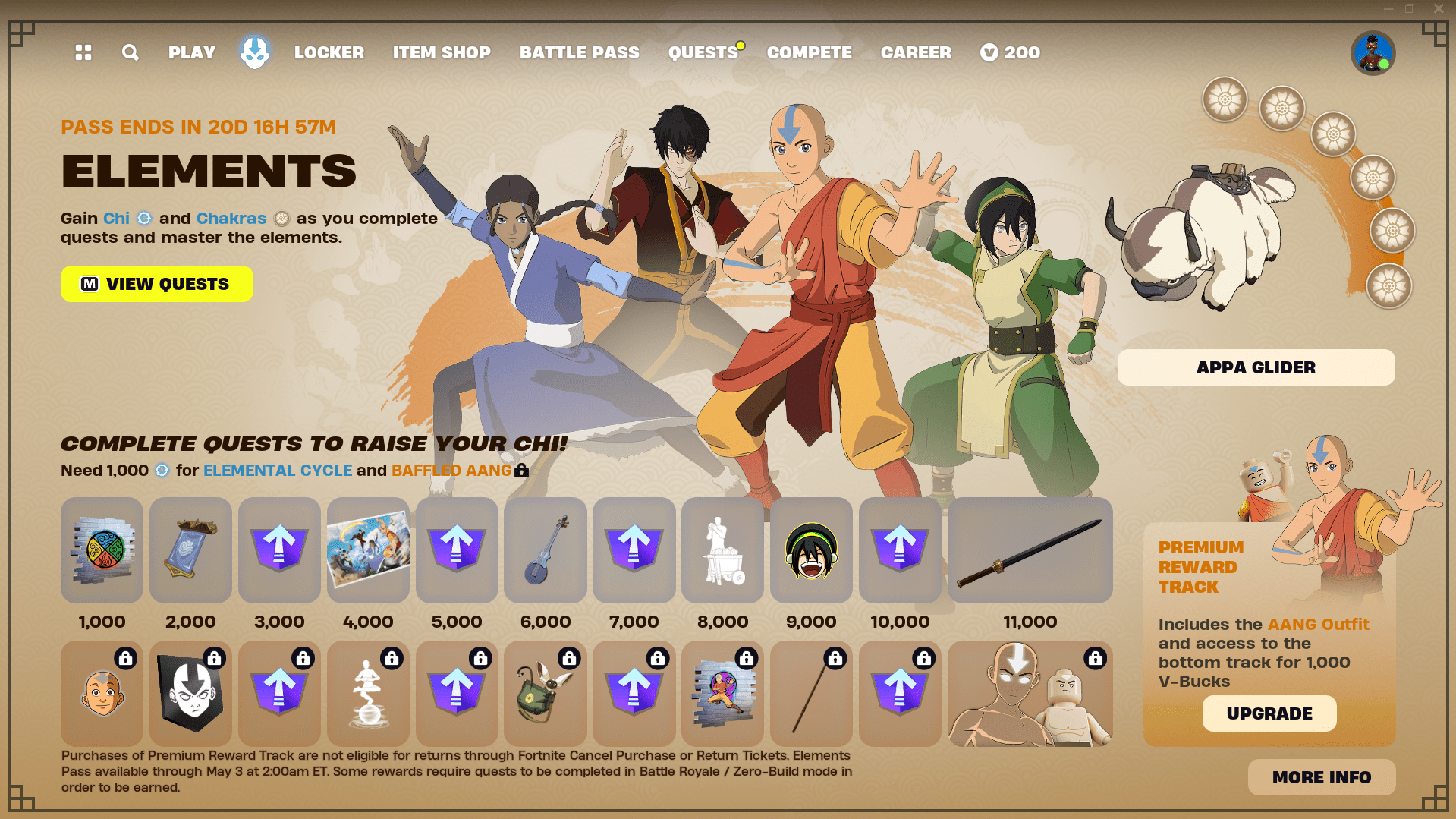 Fortnite x Avatar rewards
