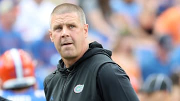 Sep 6, 2025; Gainesville, Florida, USA; Florida Gators head coach Billy Napier against the South Florida Bulls prior to the game at Ben Hill Griffin Stadium. Mandatory Credit: Kim Klement Neitzel-Imagn Images