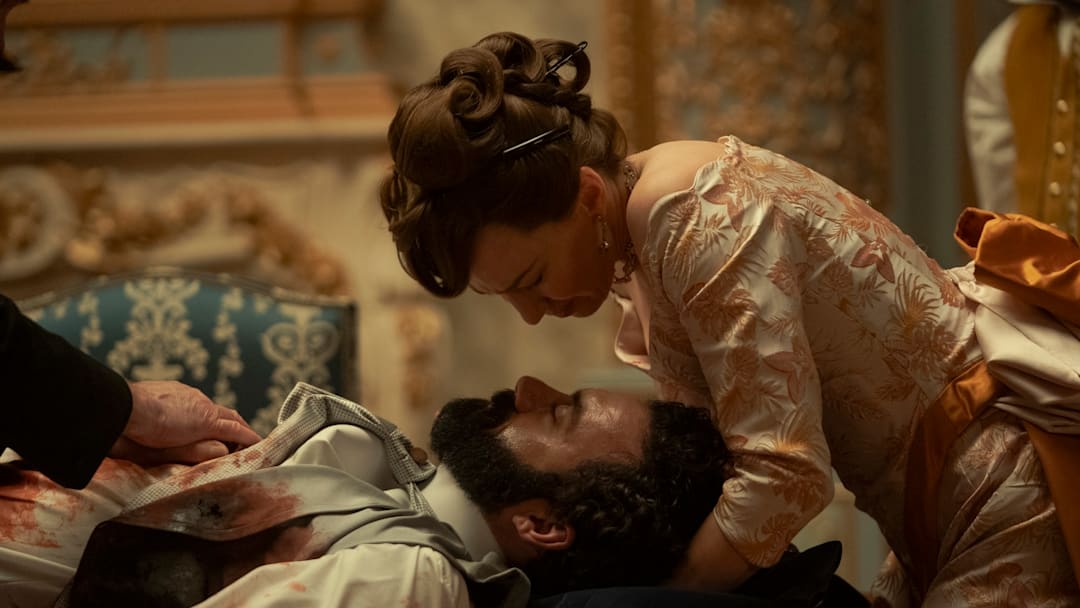 Morgan Spector and Carrie Coon in The Gilded Age season 3 episode 8 on HBO