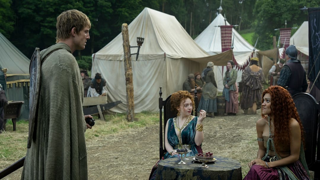 Peter Claffey (Dunk), Red (Rowan Robinson), and Beony (Carla Harrison-Hodge) in A Knight of the Seven Kingdoms. Peter Claffey (Dunk), Red (Rowan Robinson), and Beony (Carla Harrison-Hodge) in A Knight of the Seven Kingdoms.