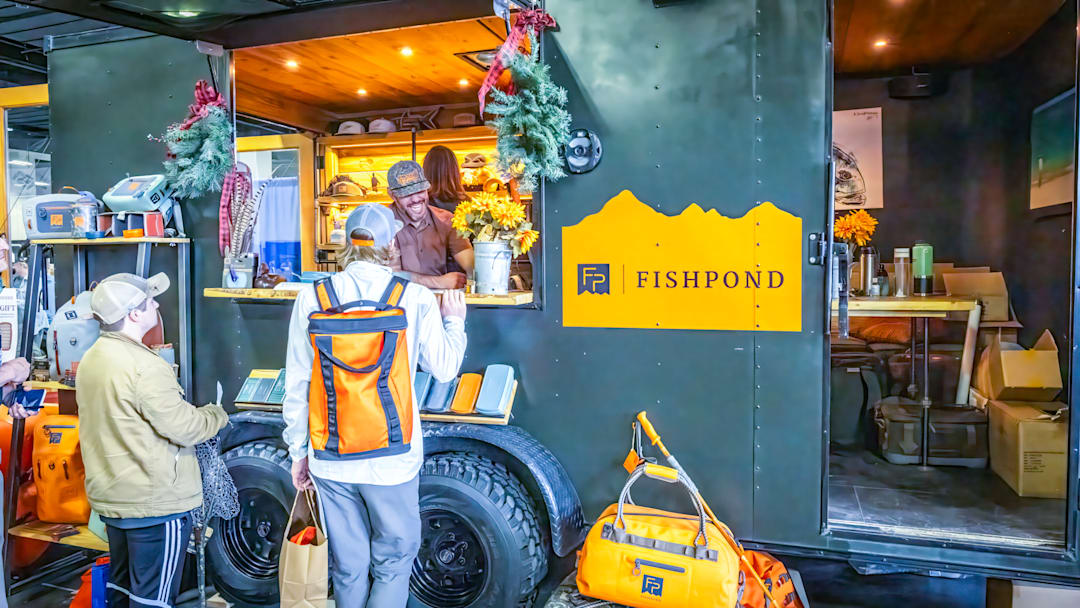 Fishpond welcomed anglers to a converted trailer full of new gear. You could come and hang out, talk with the reps, and go hands-on with gear you might want. Fishpond welcomed anglers to a converted trailer full of new gear. You could come and hang out, talk with the reps, and go hands-on with gear you might want.