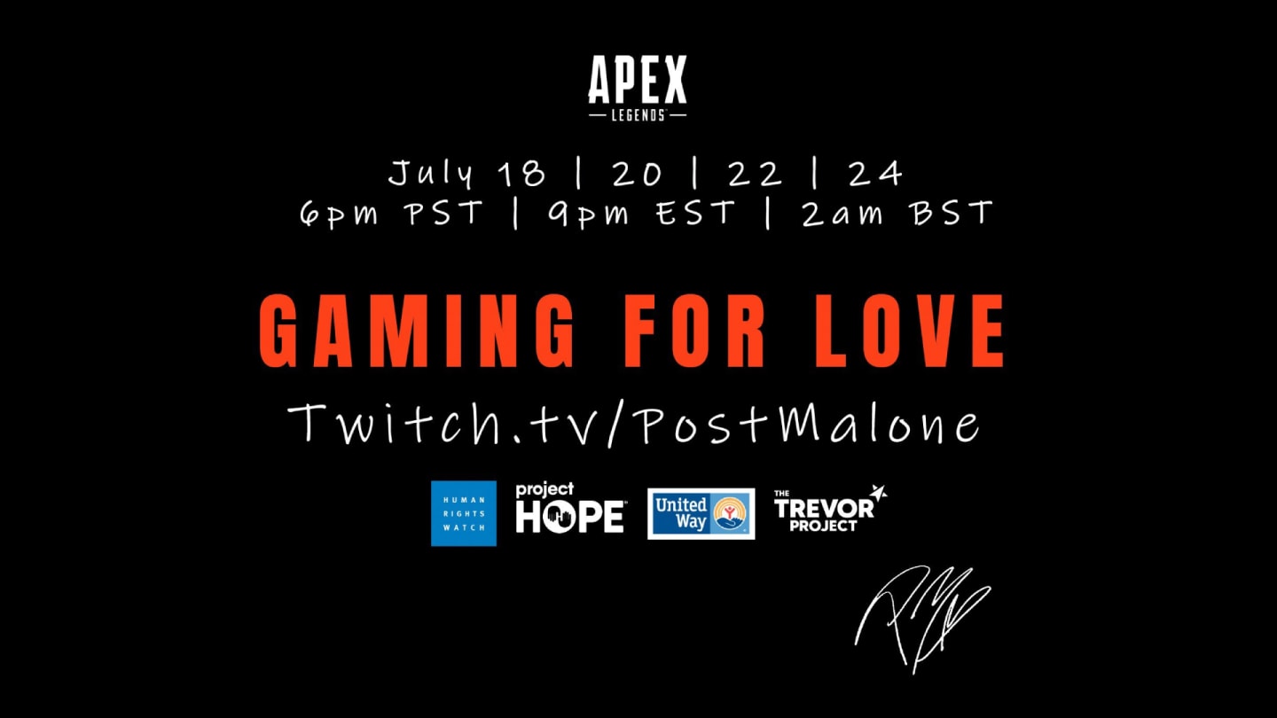 Post Malone Apex Legends ‘Play For Love’ Charity Releases Announcement
