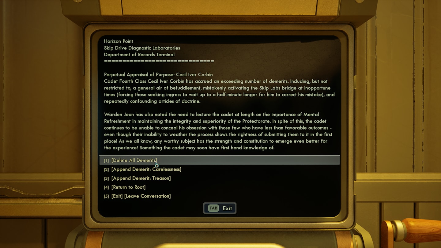 Outer Worlds 2: How to find and erase Cadet Corbin's Appraisal Outer Worlds 2: How to find and erase Cadet Corbin's Appraisal