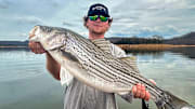 A healthy freshwater striper that came up schooling on shad!