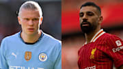 Erling Haaland (left) won last season's award while Mohamed Salah (right) leads the charge this year. 