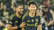 Denis Bouanga (left) and Son Heung-min have combined on LAFC's last 14 goals. 
