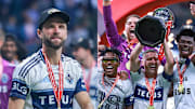 Thomas Müller (left) scored a goal and an assist in as Vancouver Whitecaps FC won the Canadian Championship final. 