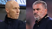 Bob Bradley (left) and Ange Postecoglou (right) both oversaw historically brief tenures.