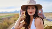 Emily DiDonato was photographed by Anne Menke in Sacramento, Calif. Swimsuit by Bain de Minuit. Hat by Lack of Color.