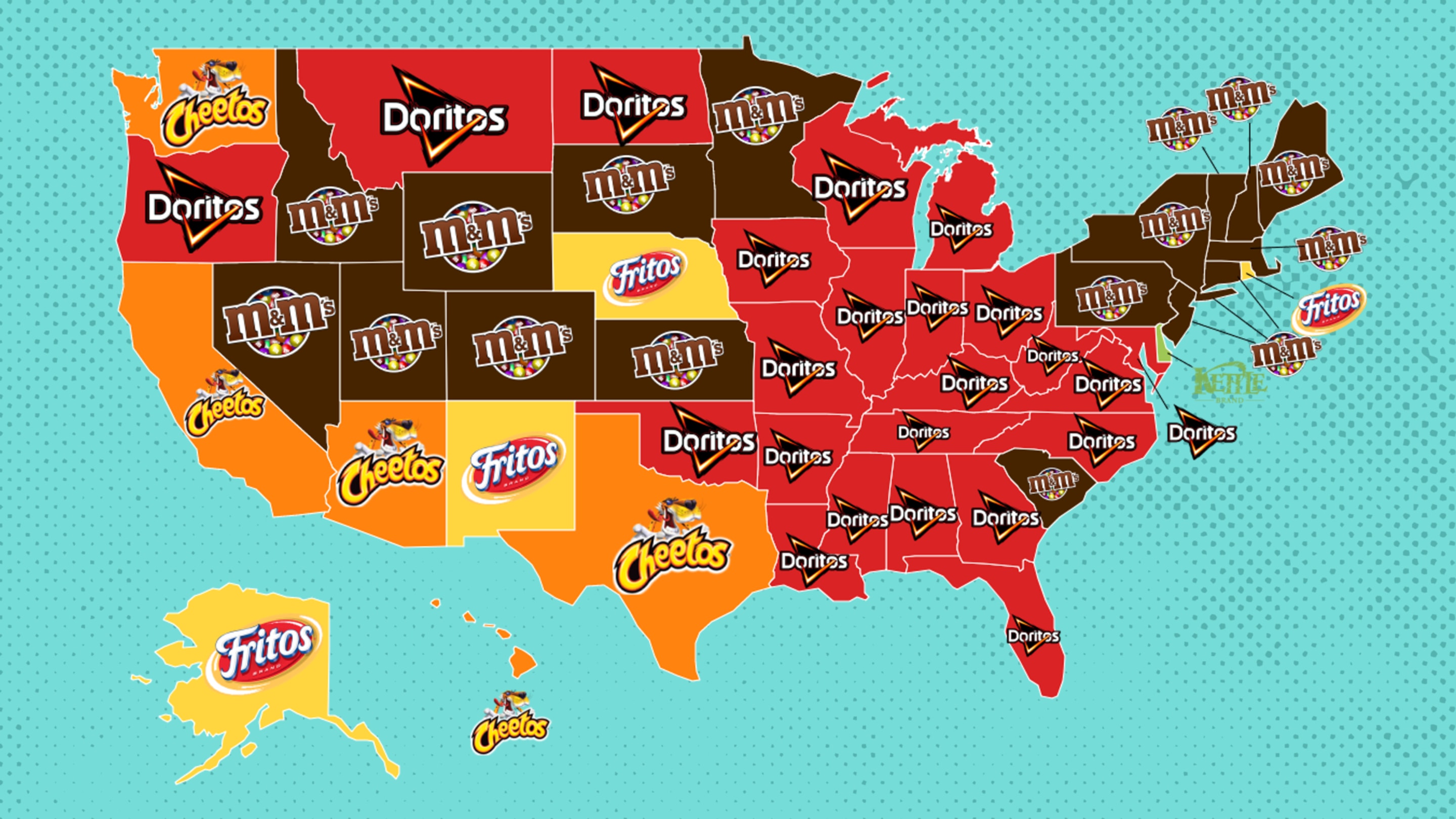 Each U.S. State’s Favorite Snack Food, Mapped