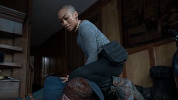 Bella Ramsey (Ellie) and Tati Gabrielle (Nora) in The Last of Us season 2. Photograph by Liane Hentscher/HBO.