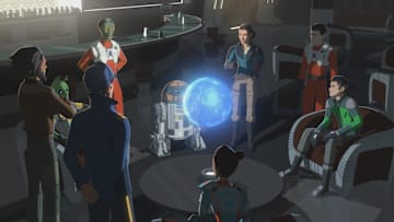 STAR WARS RESISTANCE - "Rebuilding the Resistance" -Resistance recruits need an escort getting off of Dantooine, but, unfortunately, Tam is assigned to destroy the recruits. This episode of "Star Wars Resistance" airs Sunday, Jan. 19 (6:00-6:30 P.M. EST) on Disney XD and (10:00-10:30 P.M. EST) on Disney Channel. (Disney Channel)
JAREK YEAGER, HYPE FAZON, CAPTAIN DOZA, TORRA DOZA, VENISA DOZA, KAZUDA XIONO, POE DAMERON
