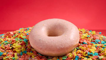 Krispy Kreme and Fruity Pebbles Milk Original Glazed Doughnuts 