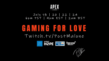 This week, Post Malone will be hosting Apex Legends Twitch streams to generate proceeds for four different charities.