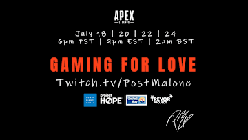 This week, Post Malone will be hosting Apex Legends Twitch streams to generate proceeds for four different charities.