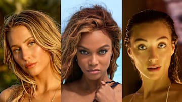 Alix Earle was photographed by Yu Tsai in Jamaica. Tyra Banks was photographed by Laretta Houston in Great Exuma, Bahamas. Penny Lane was photographed by Derek Kettela in Zurich, Switzerland.