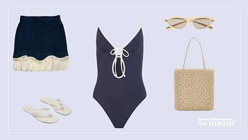 Classic navy and nude swimwear color palette