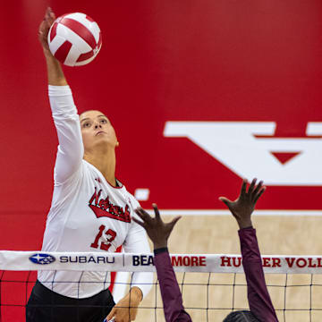 Nebraska hitter Merritt Beason goes on the attack against Arizona State.