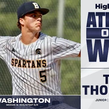 Bainbridge baseball player Trey Thompson voted SBLive WA athlete of week for May 26--May 31.