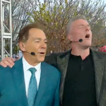 Pat McAfee and Nick Saban serenade the Pittsburgh crowd.