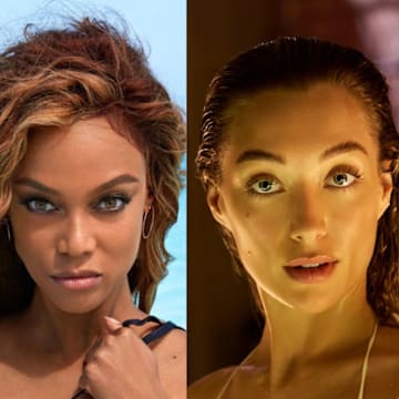 Alix Earle was photographed by Yu Tsai in Jamaica. Tyra Banks was photographed by Laretta Houston in Great Exuma, Bahamas. Penny Lane was photographed by Derek Kettela in Zurich, Switzerland.